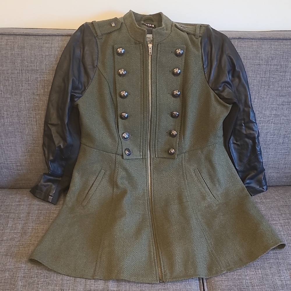 Torrid Green and Black Utility Jacket with Peplum